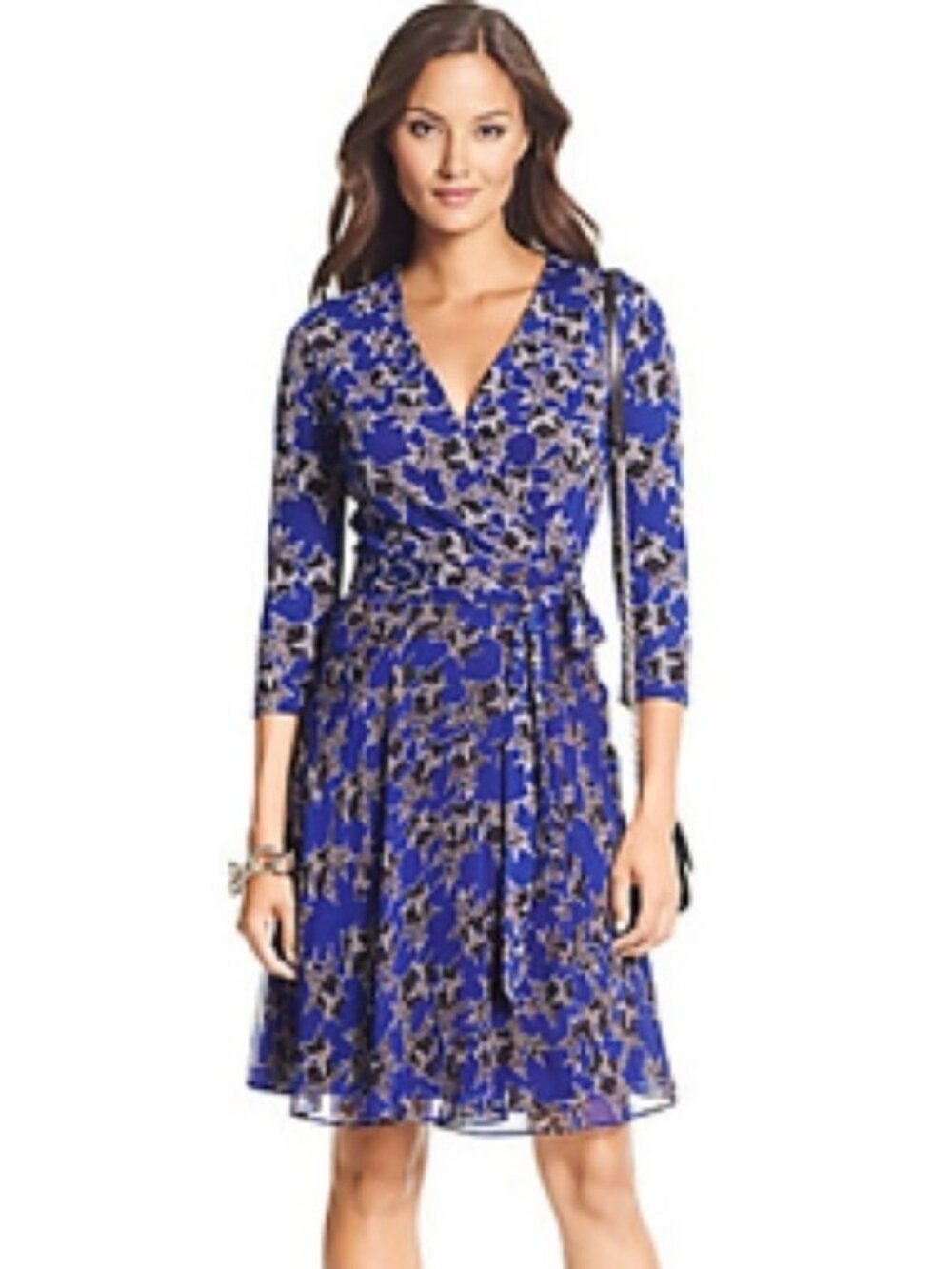 Diane Von Furstenberg DVF Irina Blue Star Silk Wrap Dress, Size 14